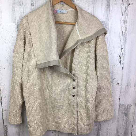 Free People Sweaters - Free People Beach Knit Floppy Collar ribbed Jacket Sweater Cardigan XS